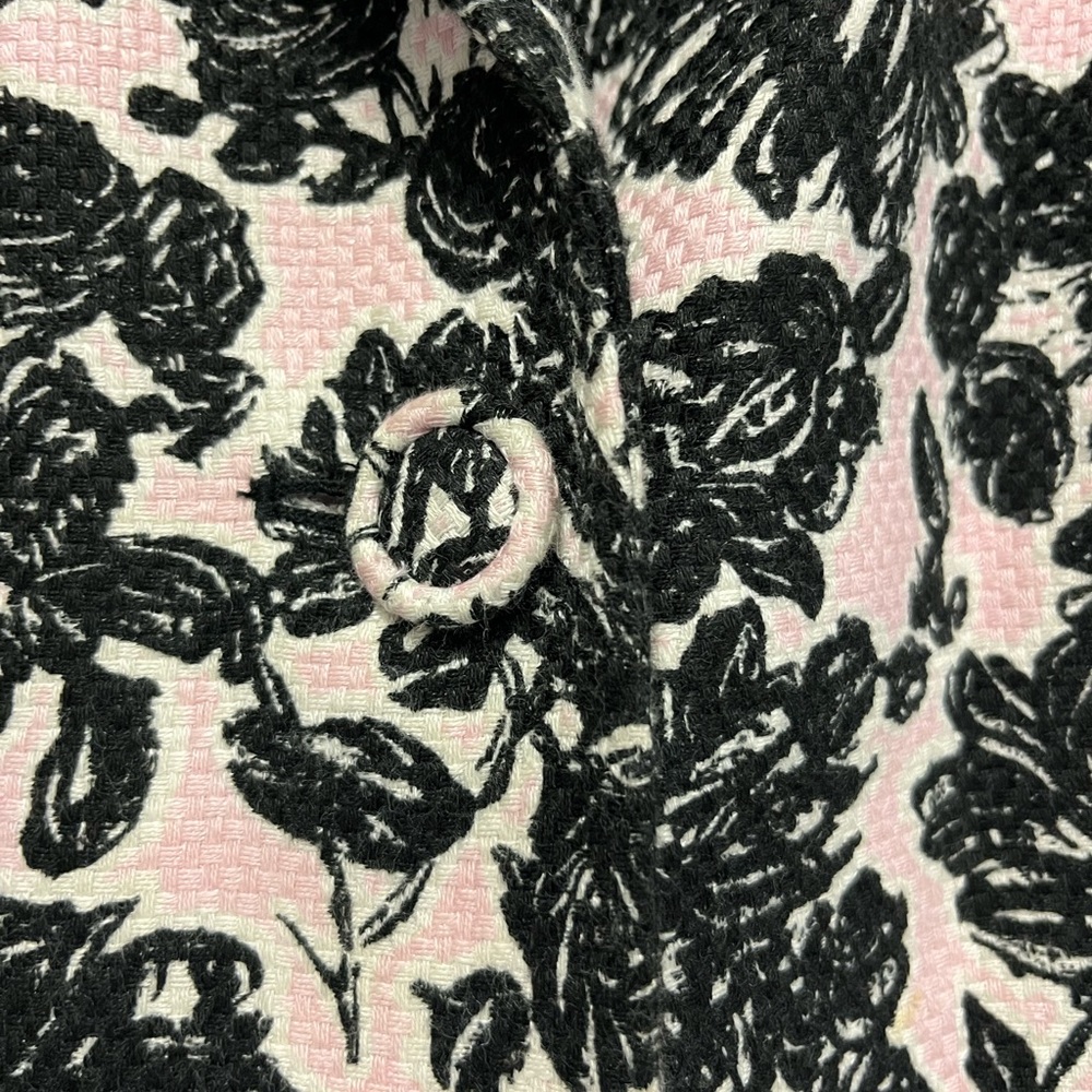 Ann Taylor LOFT Linen Cotton Silk Blend Pink & Black Floral Duster Coat Sz. 2 - Picture 5 of 11